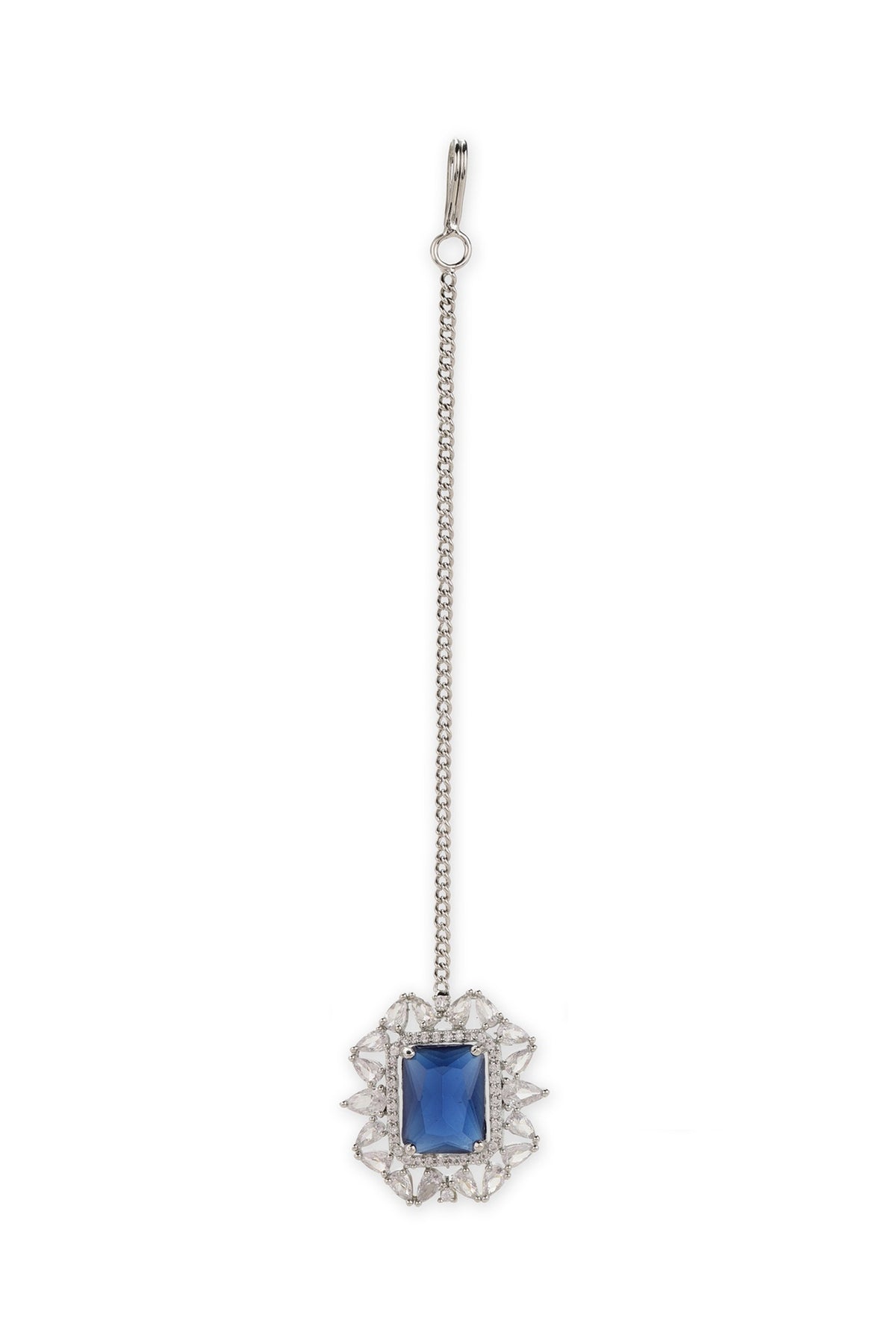 White Finish Zircon Stud Earrings With Maangtikka