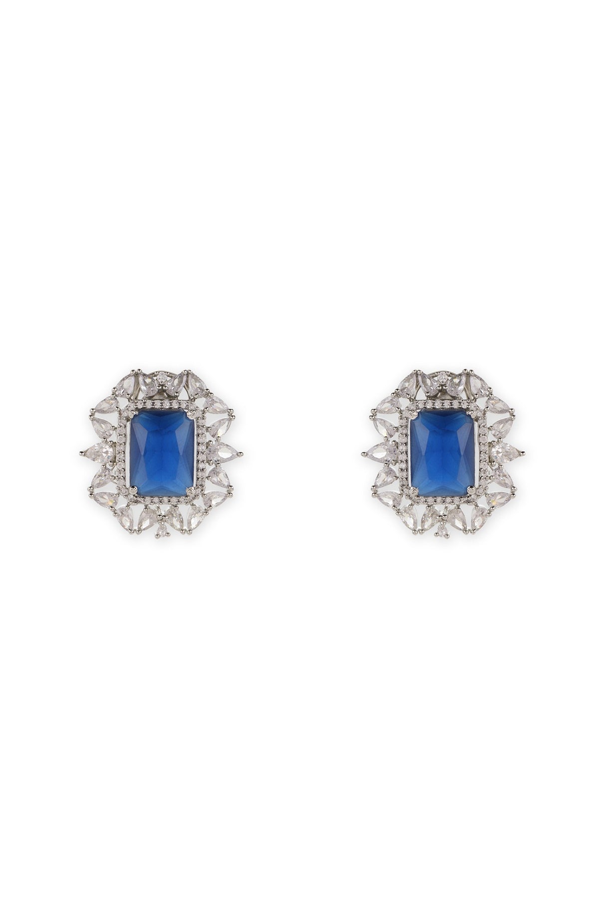 White Finish Zircon Stud Earrings With Maangtikka
