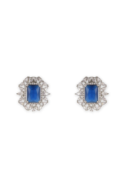 White Finish Zircon Stud Earrings With Maangtikka