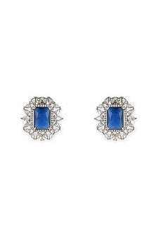 White Finish Zircon Stud Earrings With Maangtikka