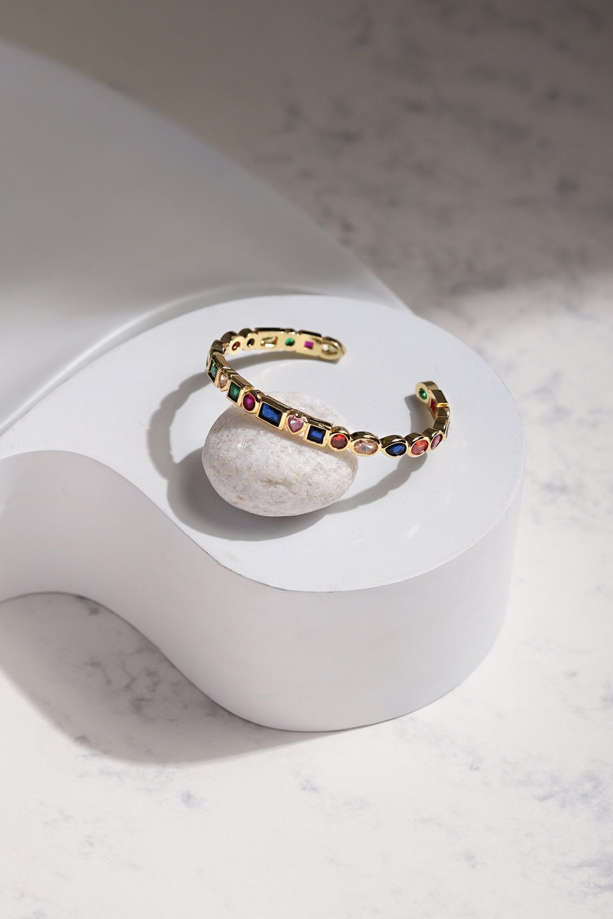 Gold Finish Multi-Colored Adjustable Bracelet