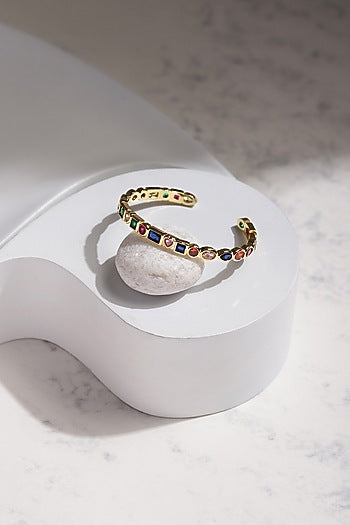 Gold Finish Multi-Colored Adjustable Bracelet