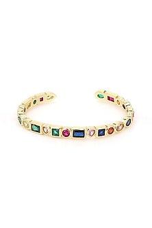 Gold Finish Multi-Colored Adjustable Bracelet