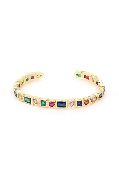 Gold Finish Multi-Colored Adjustable Bracelet