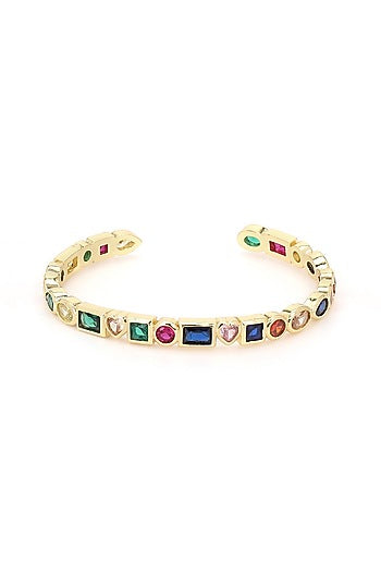 Gold Finish Multi-Colored Adjustable Bracelet