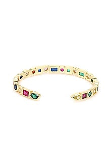 Gold Finish Multi-Colored Adjustable Bracelet