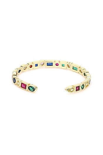 Gold Finish Multi-Colored Adjustable Bracelet