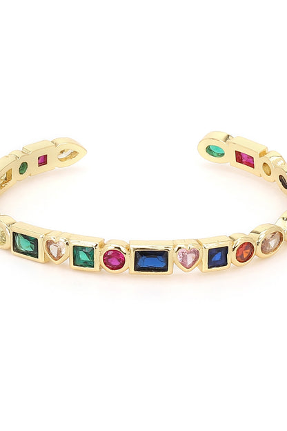 Gold Finish Multi-Colored Adjustable Bracelet