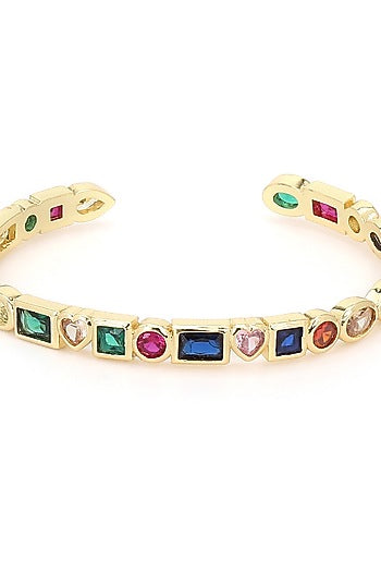 Gold Finish Multi-Colored Adjustable Bracelet
