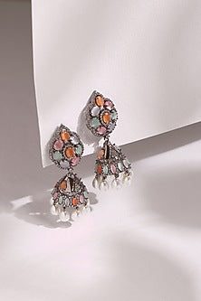 White Finish Zircon Dangler Earrings