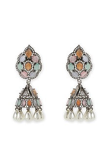 White Finish Zircon Dangler Earrings