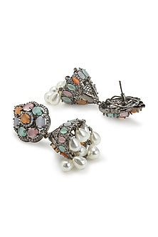 White Finish Zircon Dangler Earrings