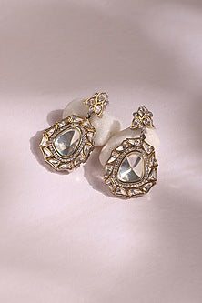 Two Tone Finish Kundan Polki Dangler Earrings