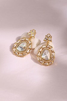 Two Tone Finish Kundan Polki Dangler Earrings