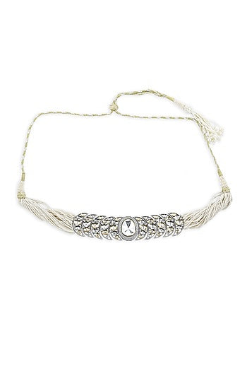 Gold Finish Crystal Stone & Beaded Choker Necklace