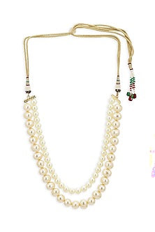Gold Finish Shaded Pearl Long Necklace