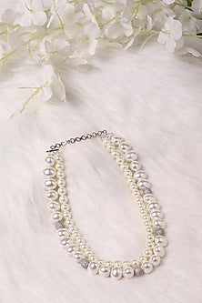 Black Rhodium Finish Shaded Pearl Long Necklace