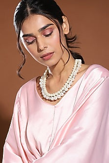 Black Rhodium Finish Shaded Pearl Long Necklace