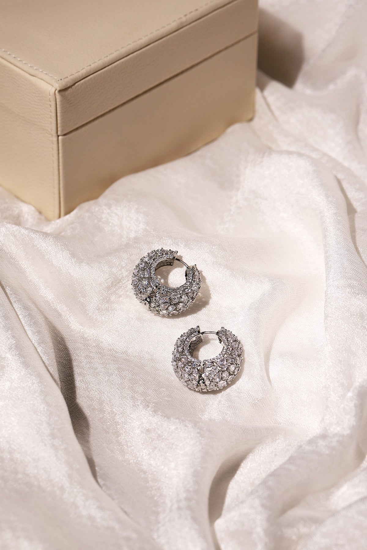 Black Rhodium Finish Diamond Hoop Earrings