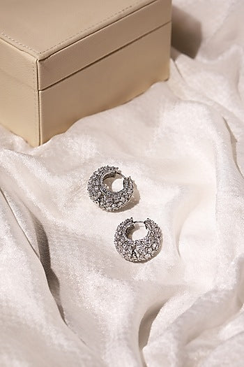 Black Rhodium Finish Diamond Hoop Earrings