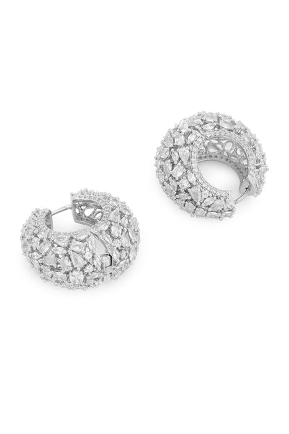Black Rhodium Finish Diamond Hoop Earrings