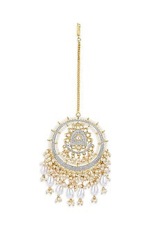 Two-Tone Finish Pearl & Stone Maangtikka