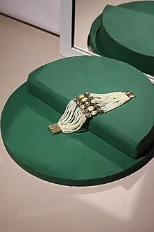 Two-Tone Finish Stone & Pearl Bracelet