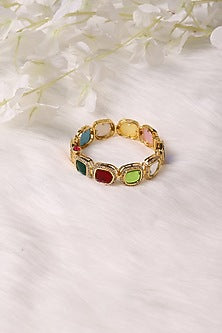 Gold Finish Multi-Colored Stone Bracelet