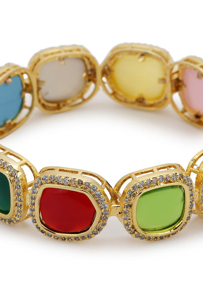 Gold Finish Multi-Colored Stone Bracelet