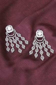 White Finish Zircon Dangler Earrings