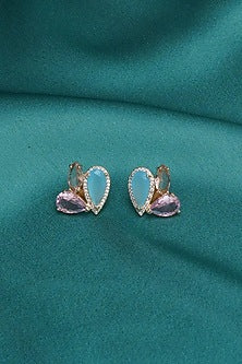Gold Finish Zircon Floral Stud Earrings