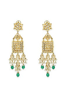 Gold Plated Kundan Polki Dangler Earrings