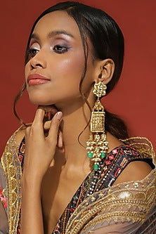 Gold Plated Kundan Polki Dangler Earrings