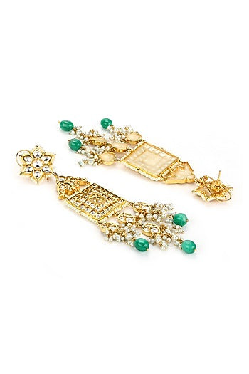 Gold Plated Kundan Polki Dangler Earrings