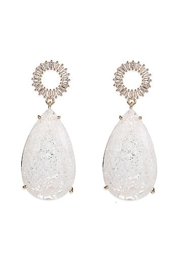 Gold Finish Quartz Dangler Earrings
