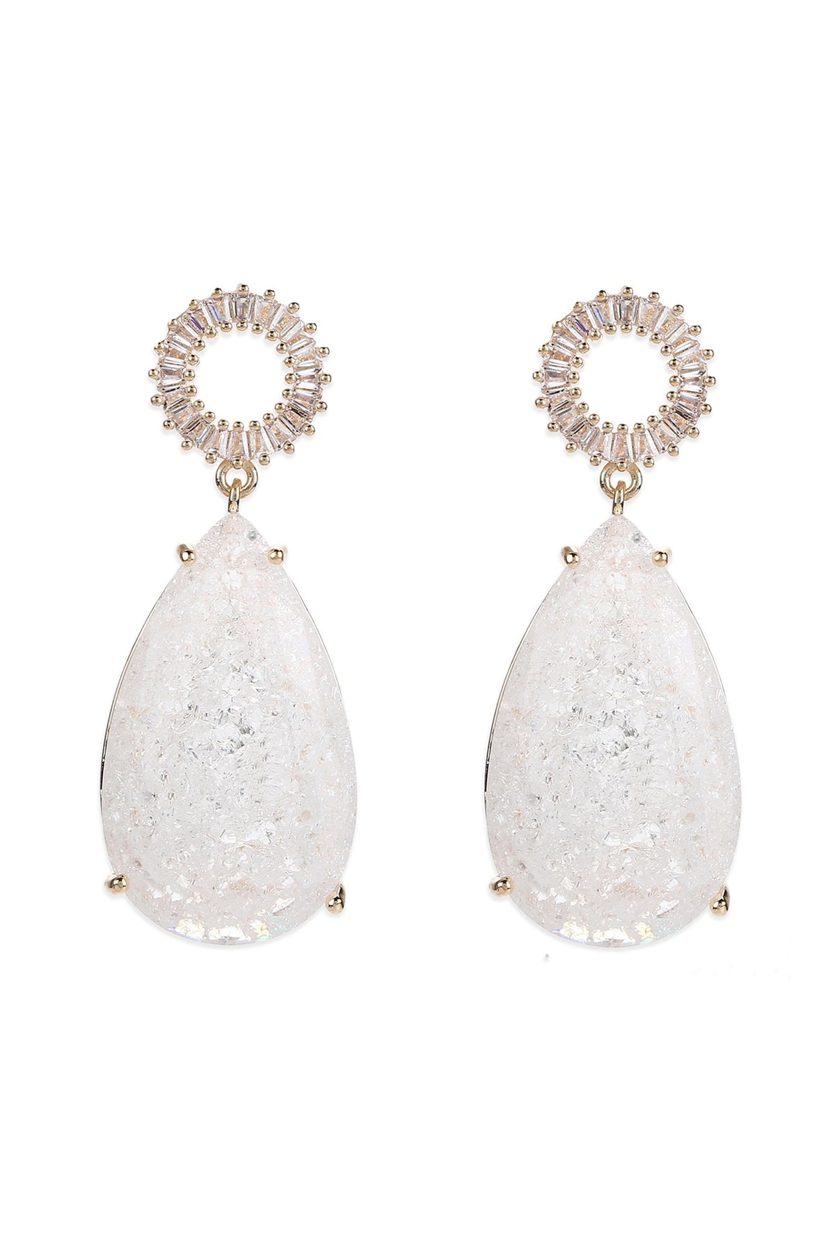 Gold Finish Quartz Dangler Earrings