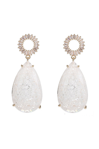 Gold Finish Quartz Dangler Earrings