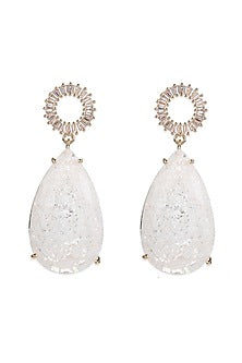 Gold Finish Quartz Dangler Earrings