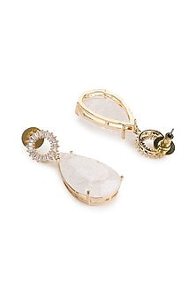 Gold Finish Quartz Dangler Earrings
