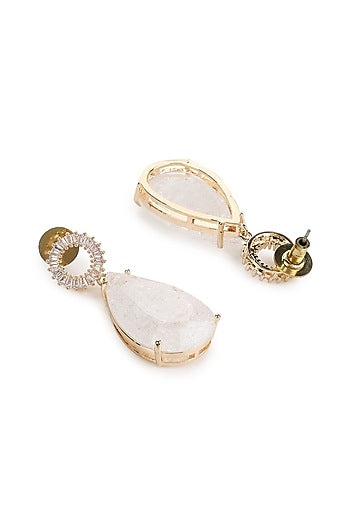 Gold Finish Quartz Dangler Earrings