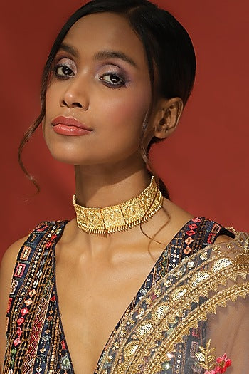 Gold Plated Choker Necklace With Swarovski