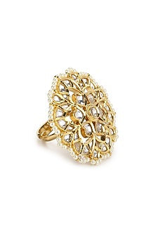 Gold Plated Kundan Polki Ring