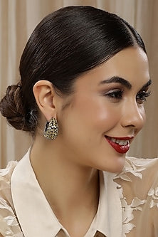 White Finish Yellow Zircon Hoop Earrings