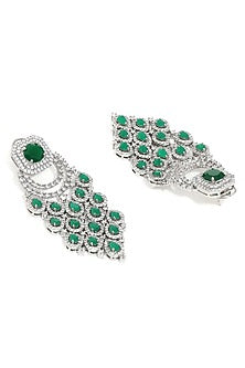 White Finish Zircon Chandelier Dangler Earrings