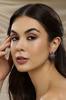 White Finish Multi-Colored Zircon Apple Stud Earrings