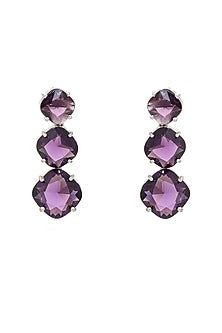 White Finish Purple Zircon Dangler Earrings