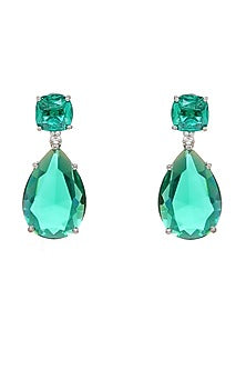 White Finish Green Doublet Zircon Dangler Earrings