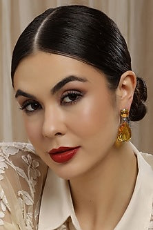 White Finish Yellow Doublet Zircon Dangler Earrings