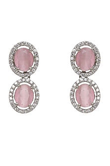 White Finish Pink Zircon Necklace Set