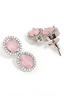 White Finish Pink Zircon Necklace Set
